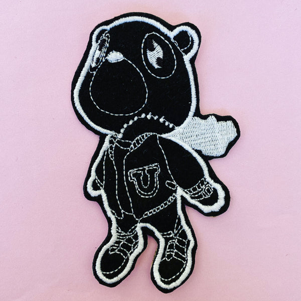 Kanye Dropout Flying B&W Bear Embroidered Iron-On Patch